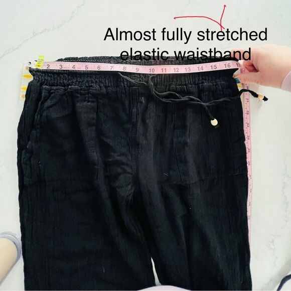 RAYA SUN women’s beachy coverup crinkle gauze linen cotton blend pants LARGE - Picture 3 of 9